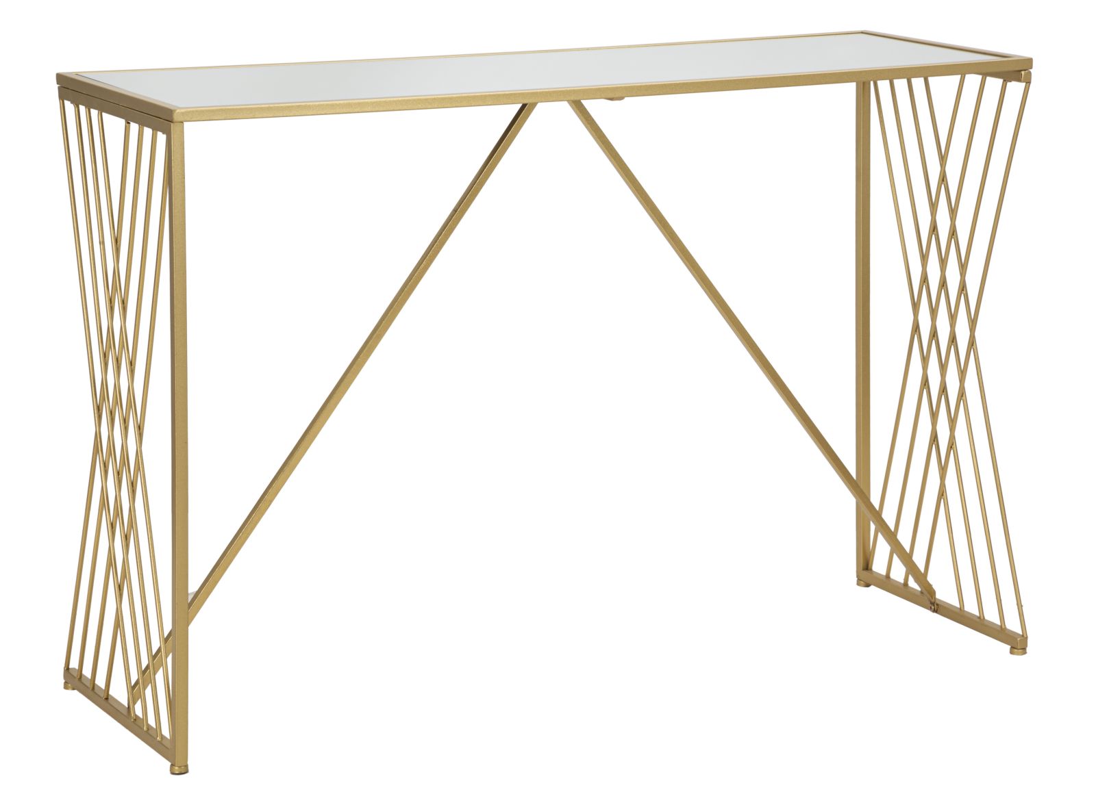 Konsole Metall Gold geometrisches Design Glasplatte Easy