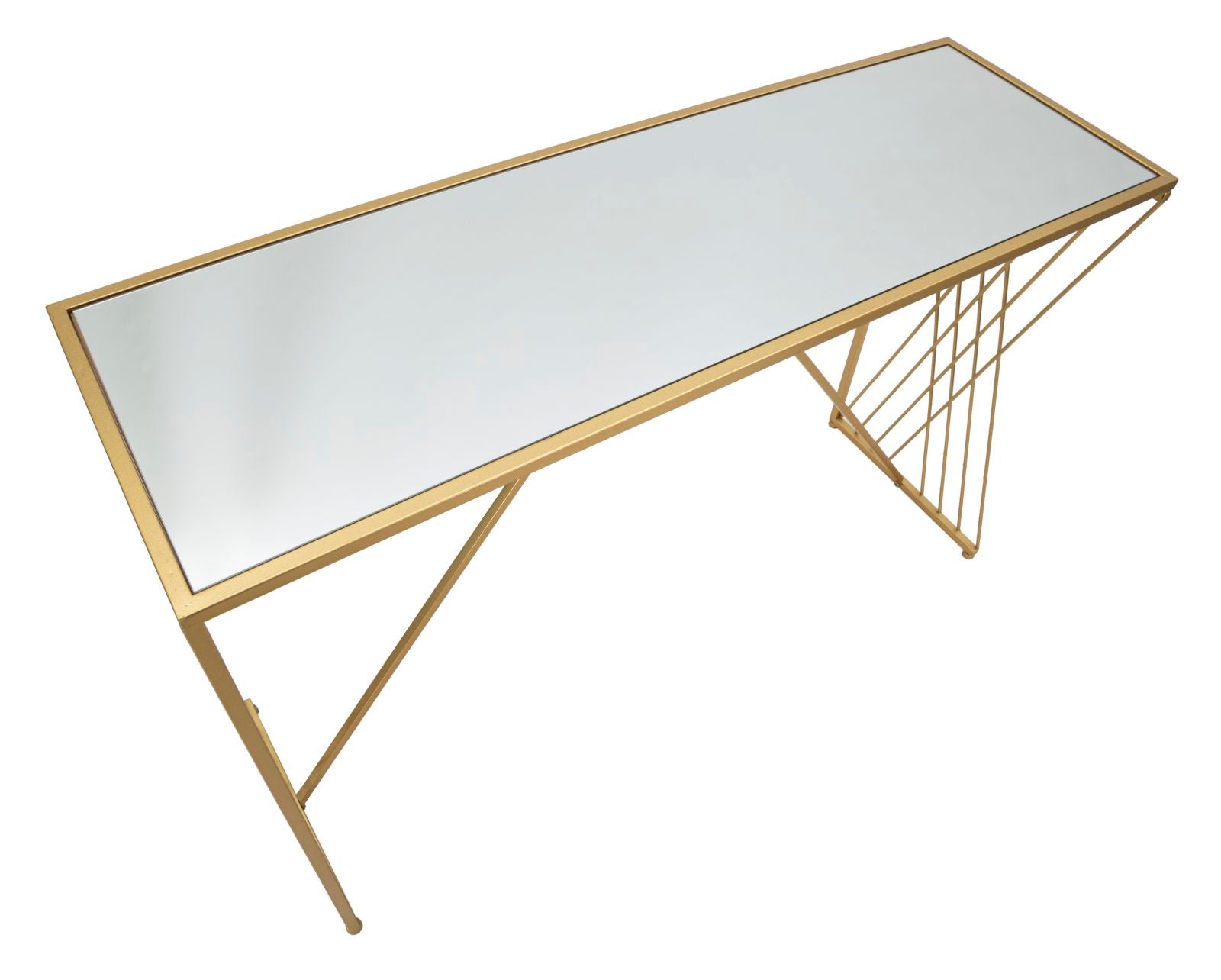 Konsole Metall Gold geometrisches Design Glasplatte Easy