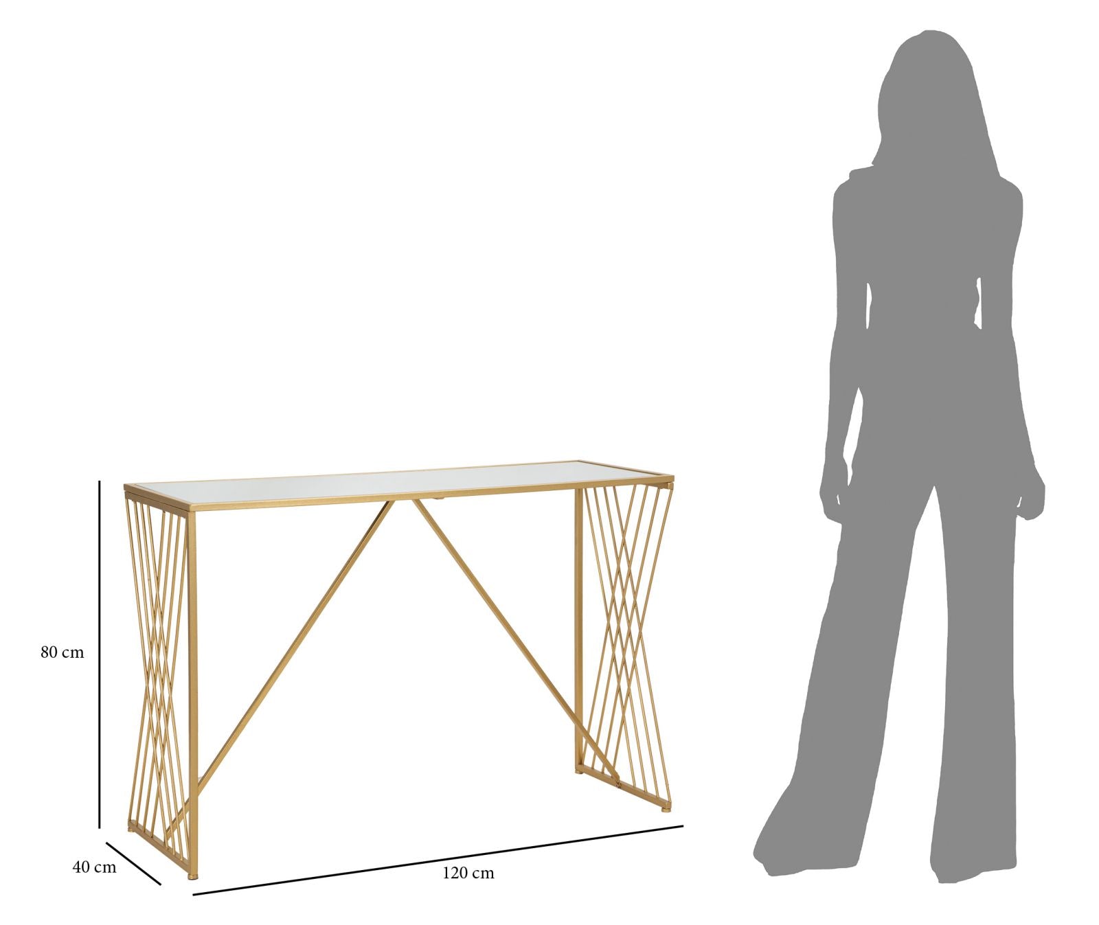 Konsole Metall Gold geometrisches Design Glasplatte Easy