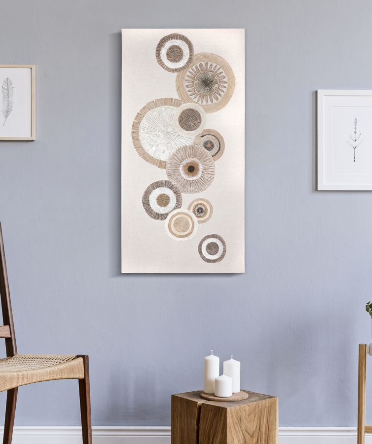 Wandbild Circly Naturtöne Boho Chic 50x100cm Leinwand Kunst