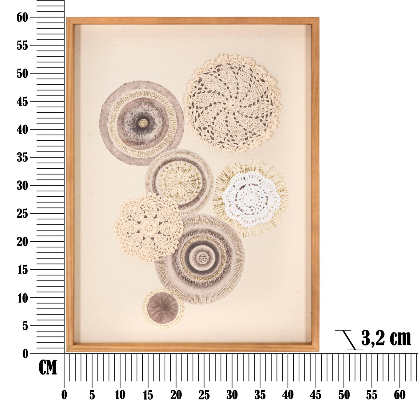Wandbild Circly Häkeloptik Boho Chic 45x60cm Naturrahmen