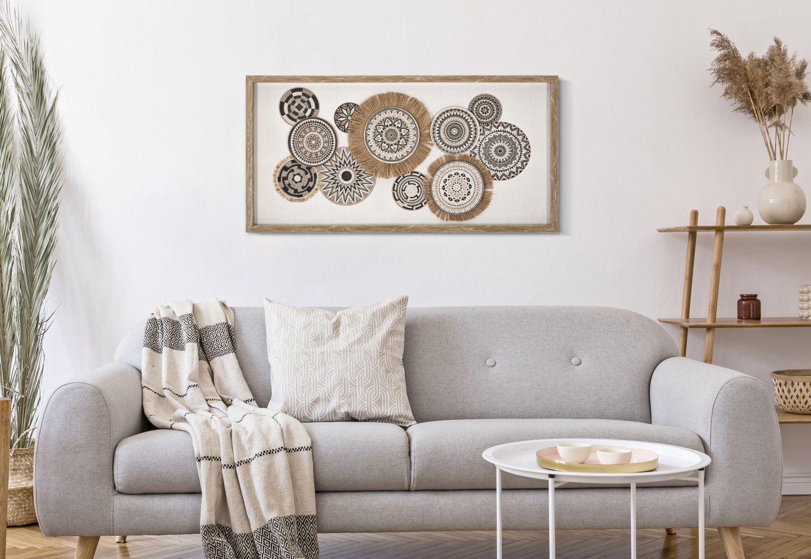 Wandbild Marcy Mandala Boho Chic Naturlook 70x35cm Leinwand