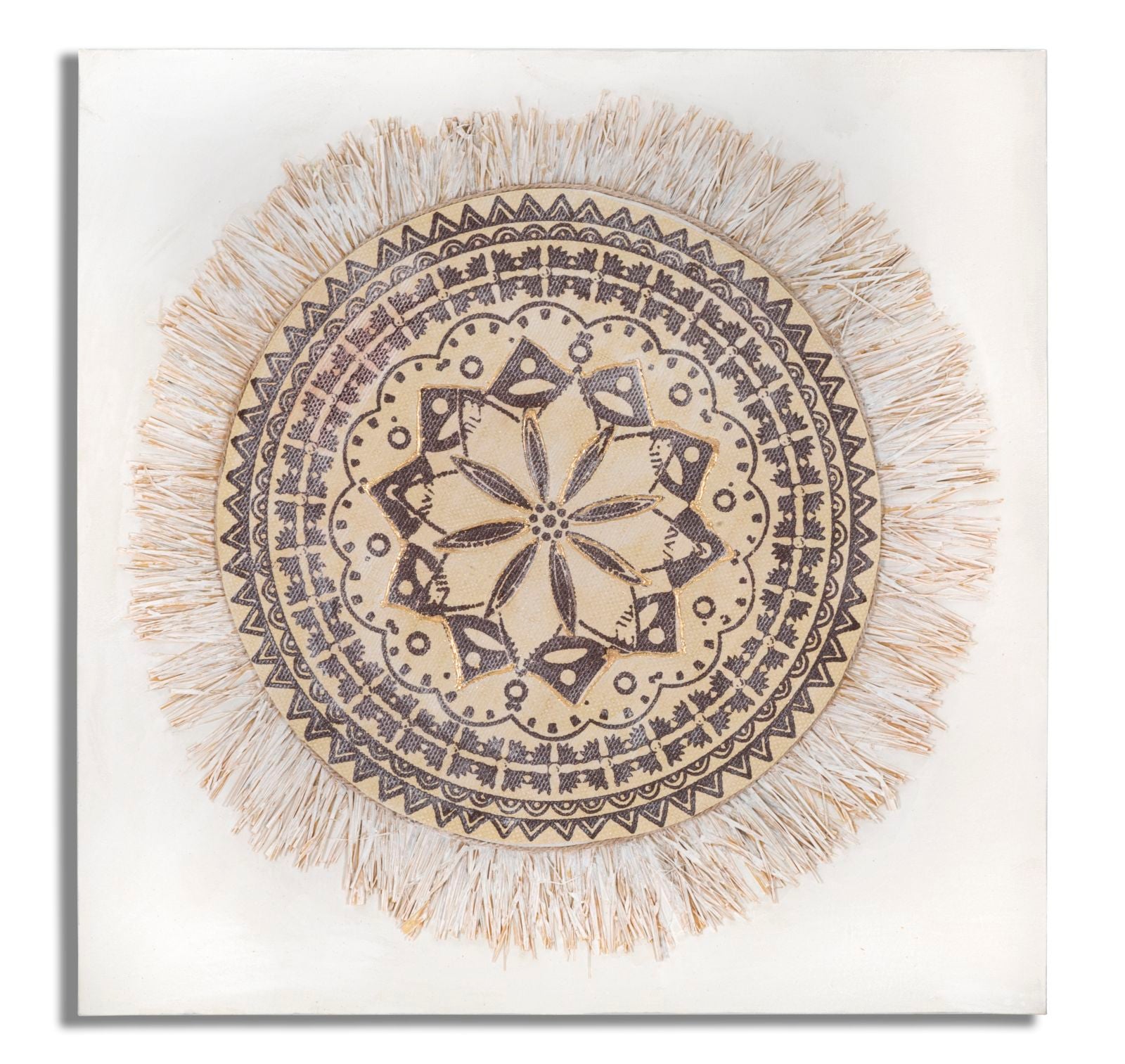 Wandbild Malindi Boho Chic Naturdesign 100x100cm Leinwand Rundmotiv