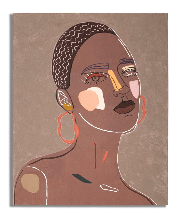 Wandbild Tribal Portrait Boho Chic 80x100cm Leinwand Gesichtskunst