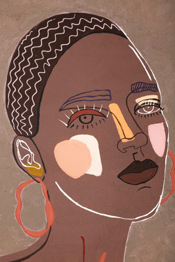 Wall Art Tribal Portrait Boho Chic 80x100cm Canvas Face Art