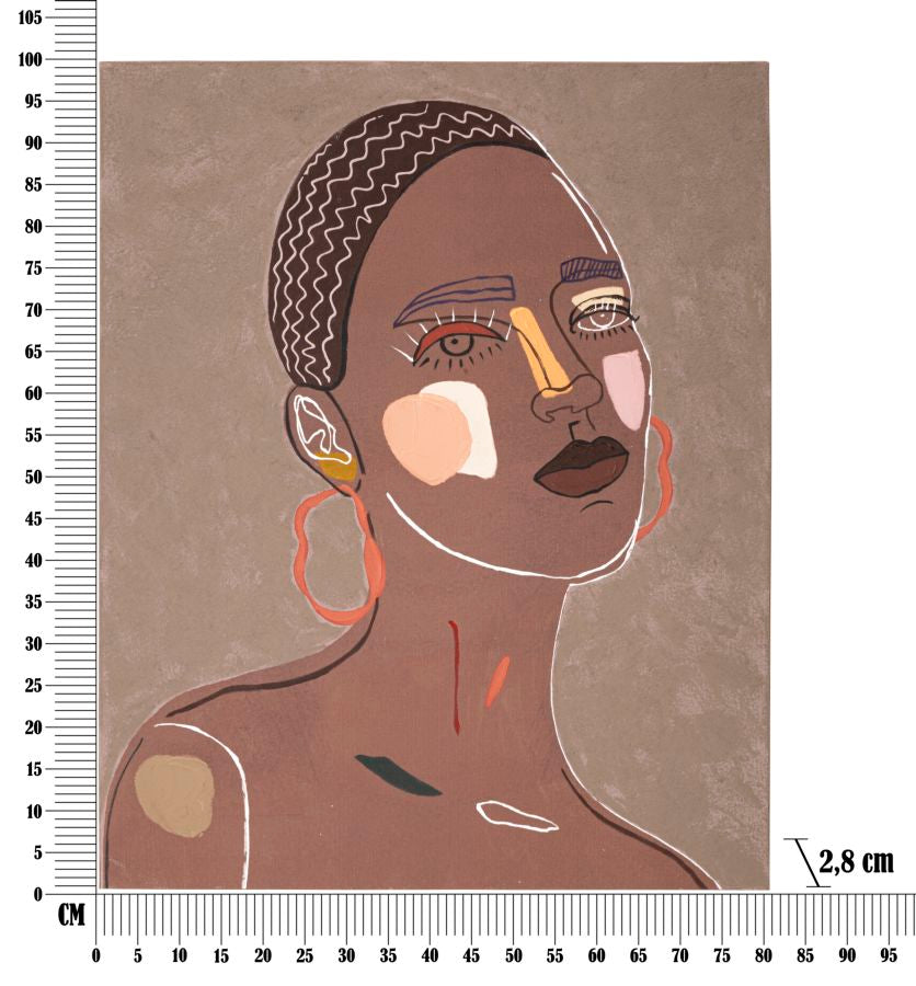 Wall Art Tribal Portrait Boho Chic 80x100cm Canvas Face Art