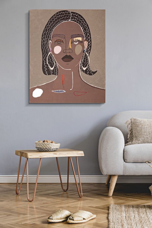 Wall picture Tribal Face Boho Chic 80x100cm canvas portrait decoration