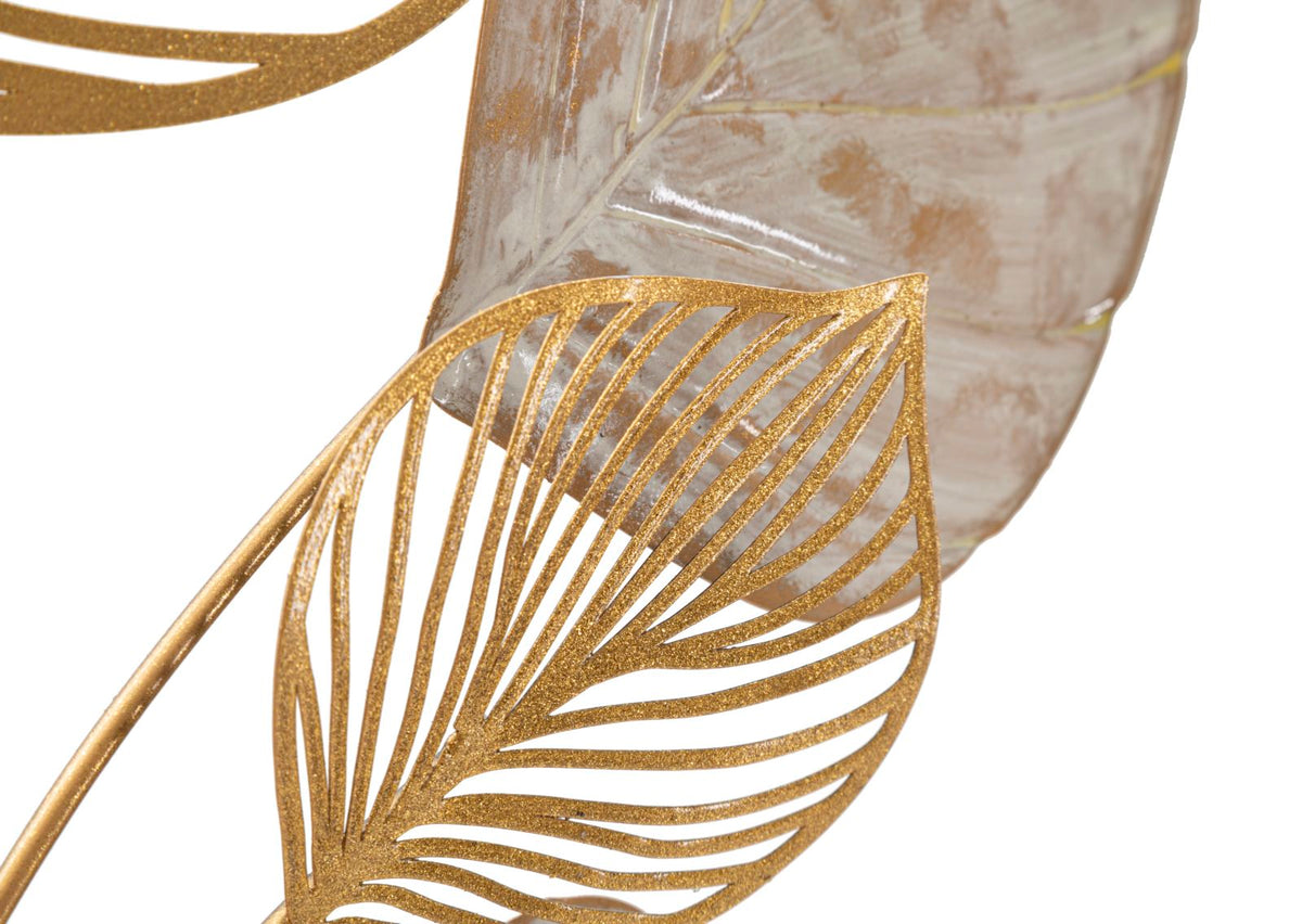 Wanddekoration Felix Blätter gold weiß 63 x 85 cm