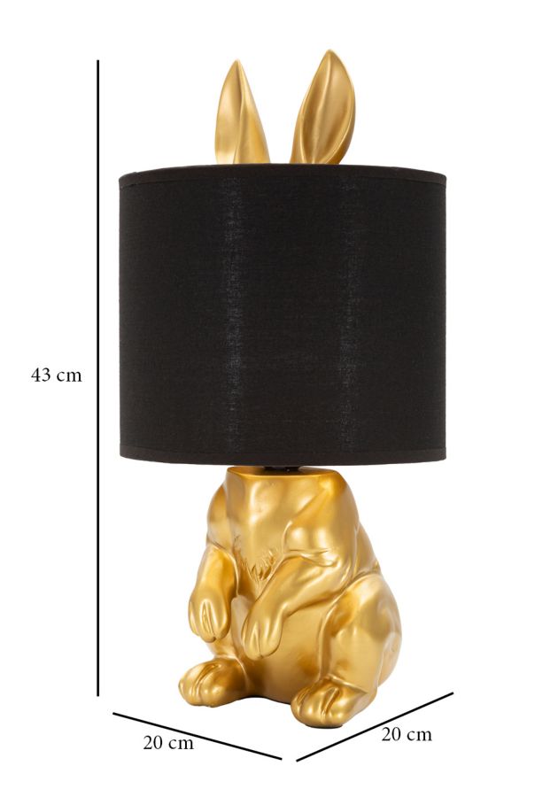 Kaninchen Tischlampe 43 cm mit Stoffschirm – Glamour Wohnaccessoire Hase Ostern