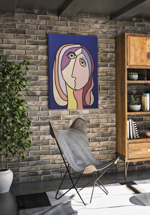 Abstraktes Wandbild Double Faces B – Großformatiges Kunstwerk im modernen Stil 80x120 cm
