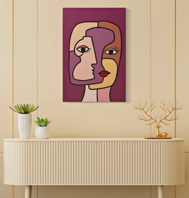 Abstraktes Wandbild Faces New A – Stilvolle Kunst auf Leinwand 60x90 cm