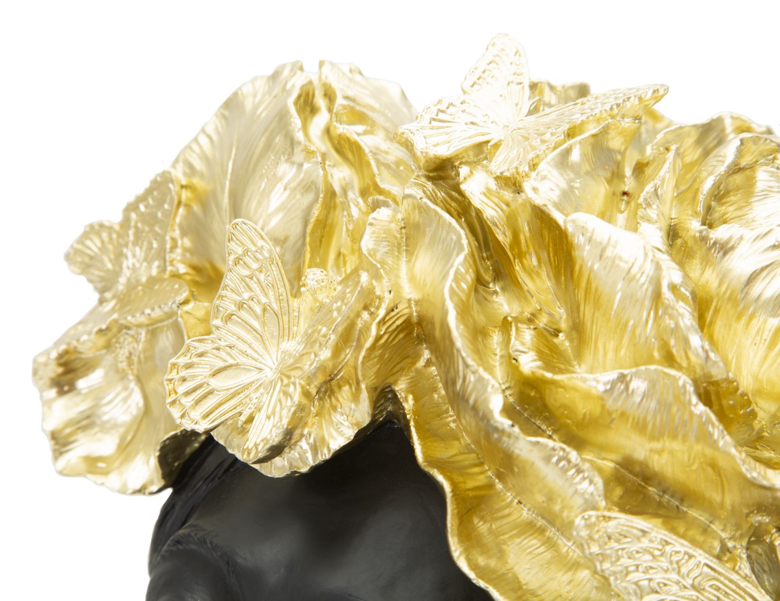 Skulptur Donna Farfalle Kopfdeko Schwarz Gold Resina Glam Büste