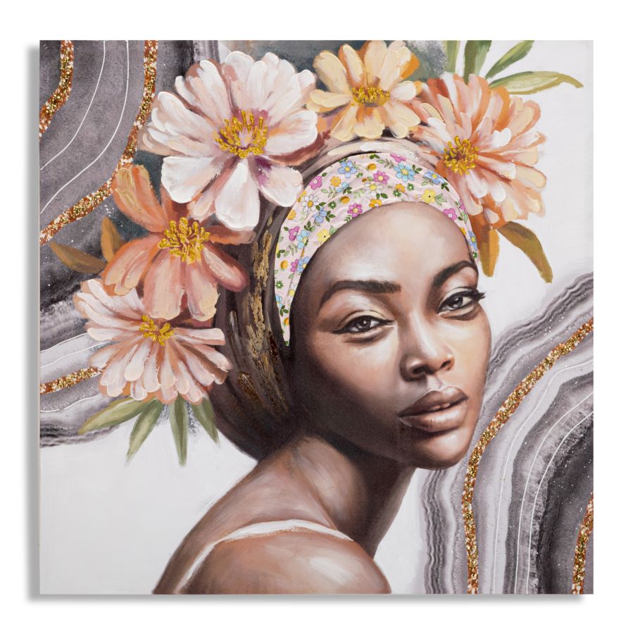 Wandbild Naomi A Leinwand Portrait Boho Chic Blumen