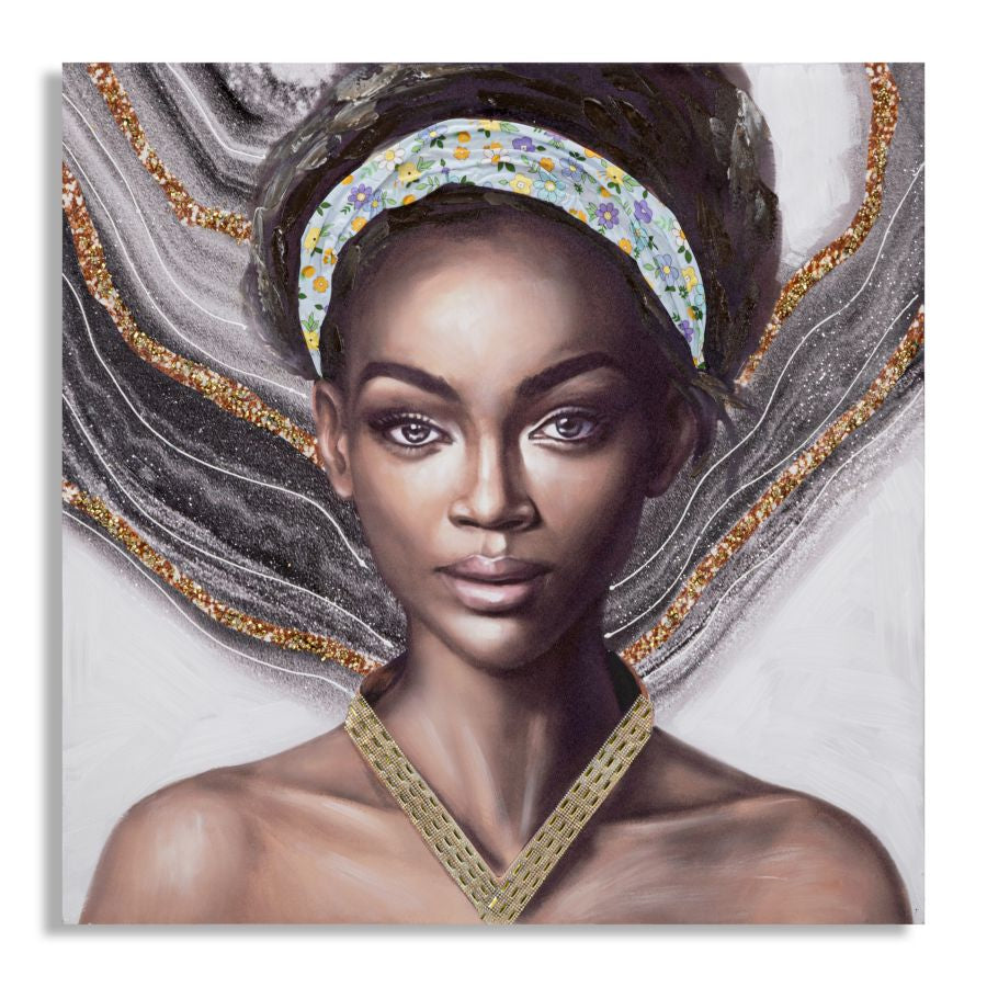 Wandbild Naomi B Leinwand Portrait Boho Chic Schwarz Gold
