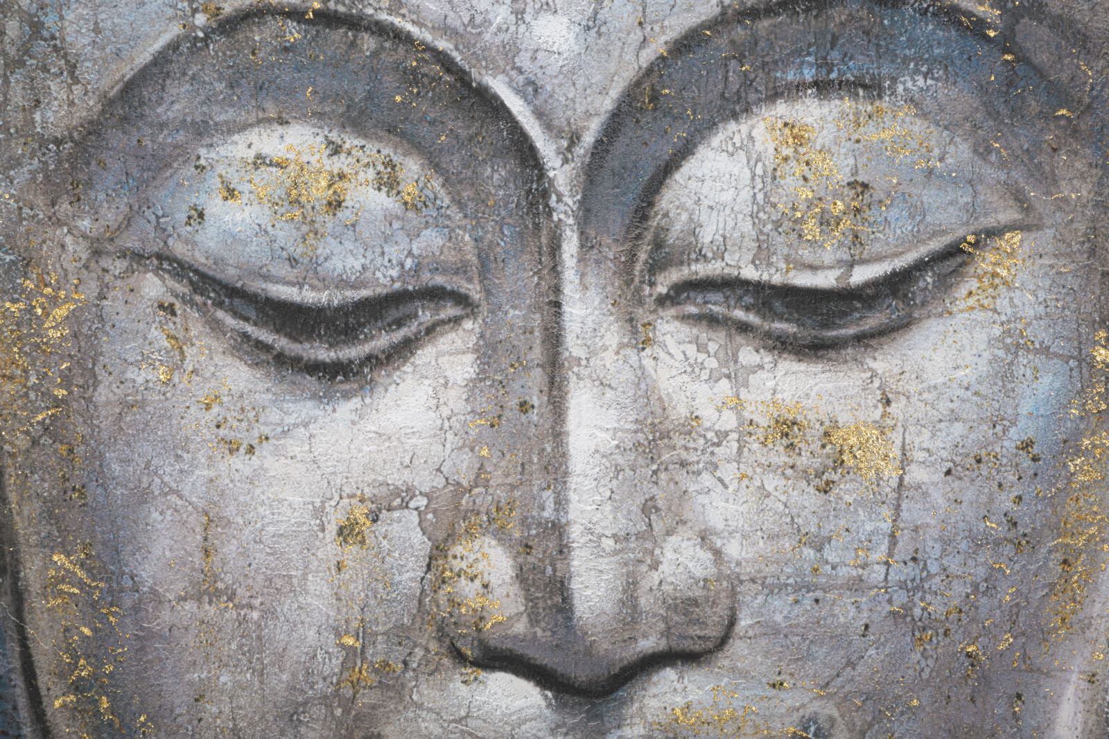 Wandbild Face Buddha Light A Leinwand Boho Chic Grau Gold 80X3X120cm