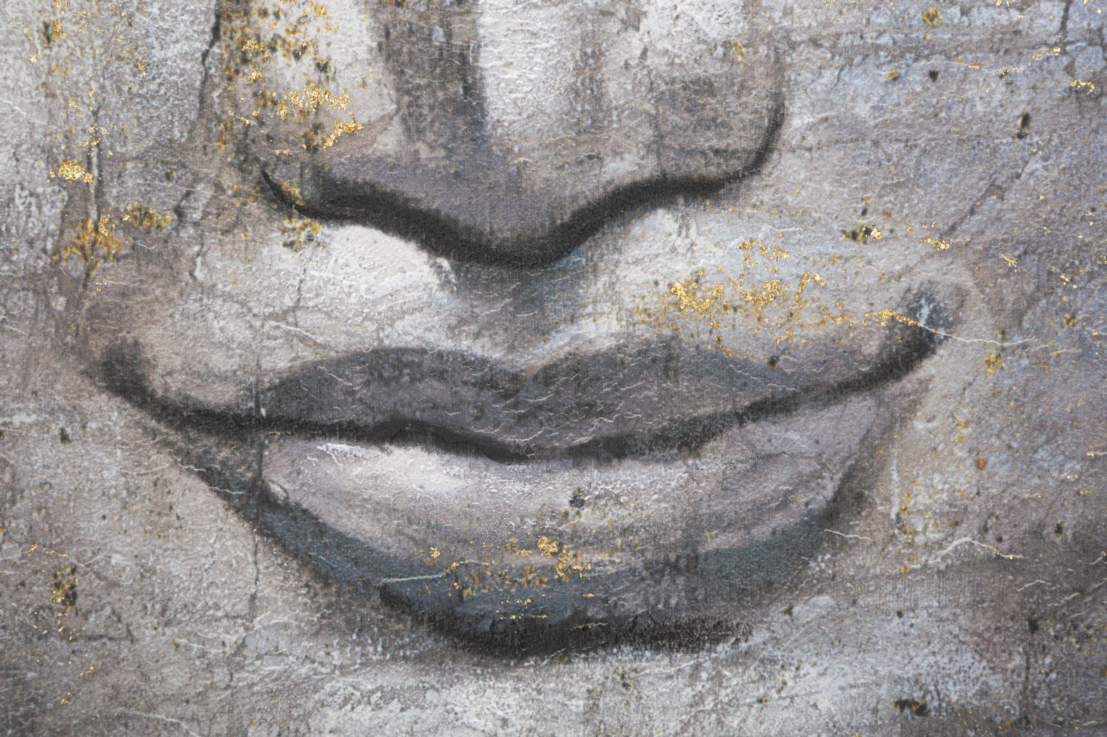 Wandbild Face Buddha Light A Leinwand Boho Chic Grau Gold 80X3X120cm