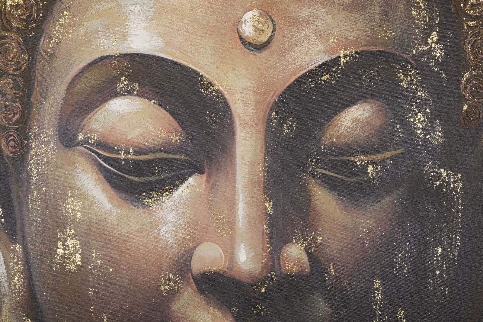 Wandbild Buddha B Leinwand Boho Chic Dunkel Gold Quadratisch 100X100cm