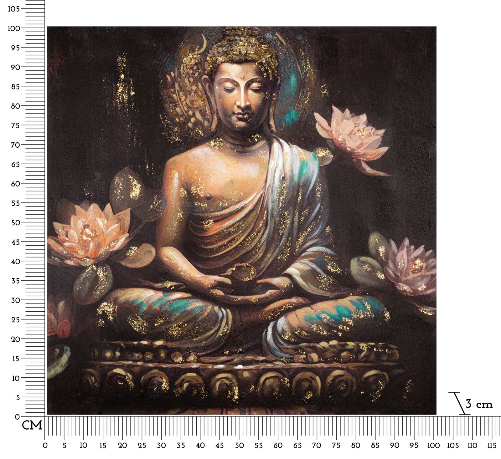 Zen-Wandbild Mit Buddha & Blumen Auf Leinwand – In Violett & Türkis, 50x30 Bis 100x60 Cm