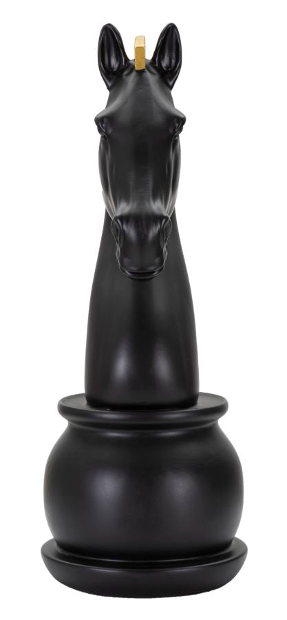 Schachfigur Pferd Schwarz Gold 50cm Dekofigur Resin Glam