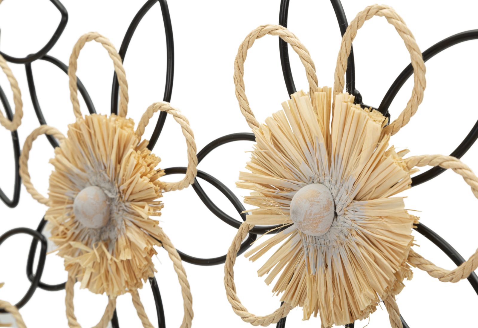 Boho Flower Wanddeko Eisen Raffia Naturlook 60x35 cm