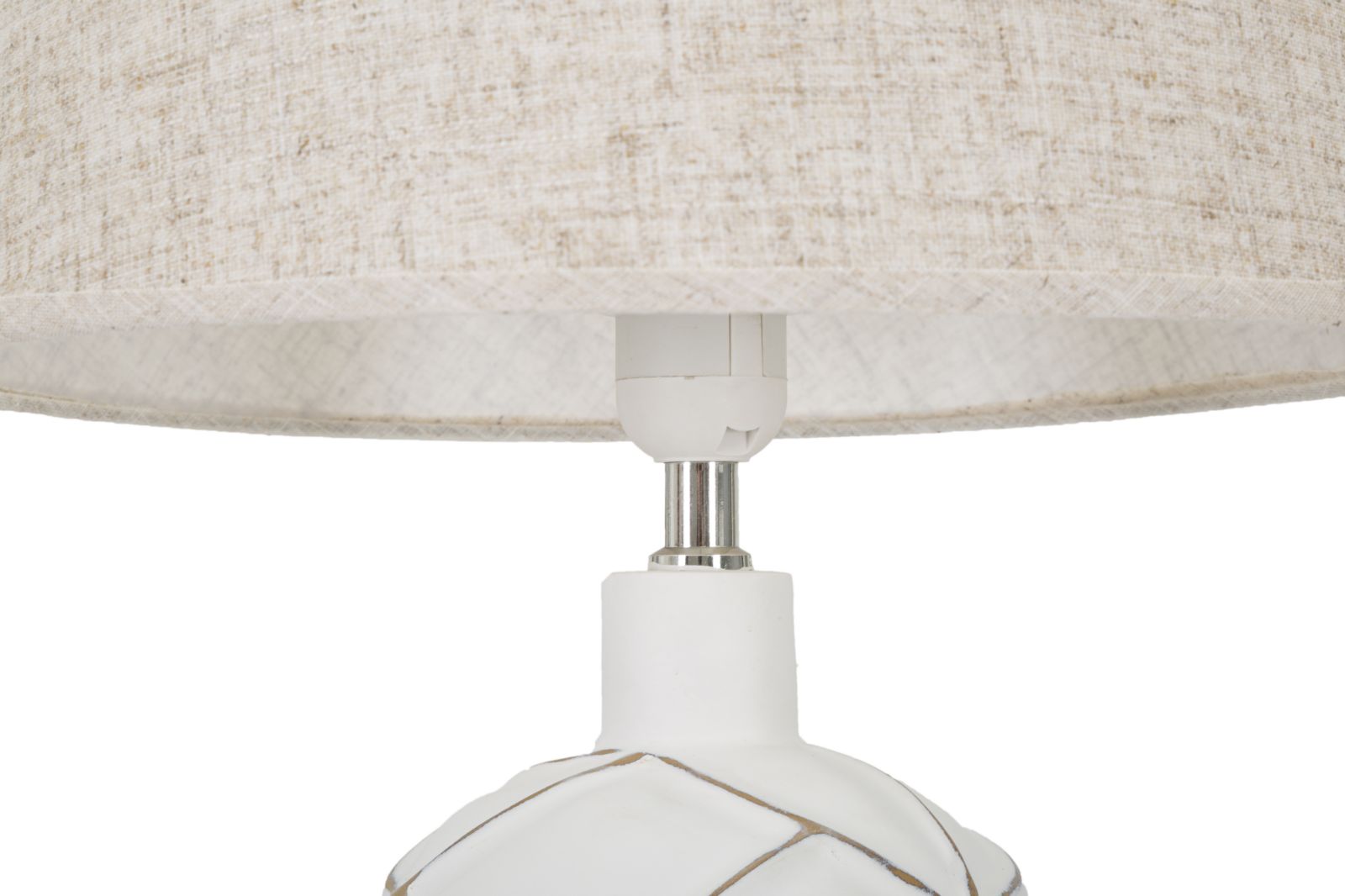 Tischlampe Lines Boho Chic Weiss Beige Resina Stoff Leuchte