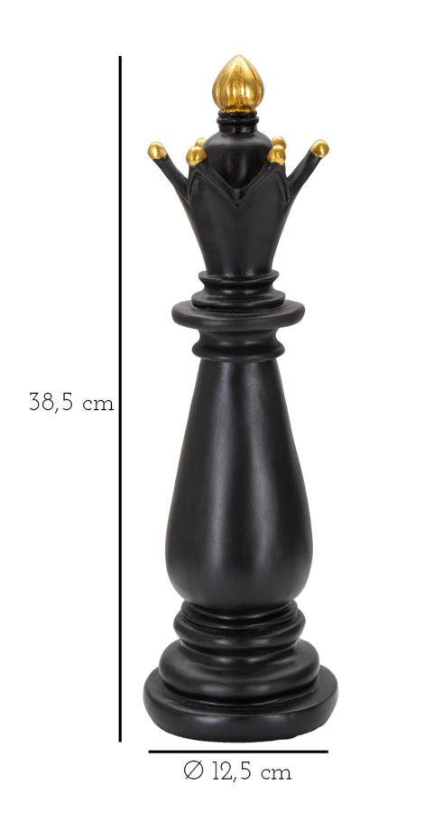 Schachfigur Alfiere Schwarz Gold 38cm Dekofigur Resin Modern