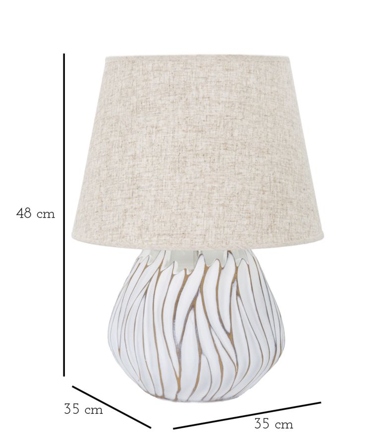 Tischlampe Honduras Boho Chic Weiss Beige Resina Stoff Leuchte