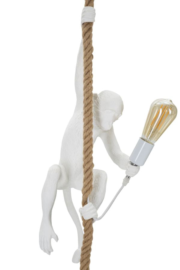 Monkey Hängelampe Weiß 145 cm – Affenlampe aus Harz mit Kordel und E27-Fassung