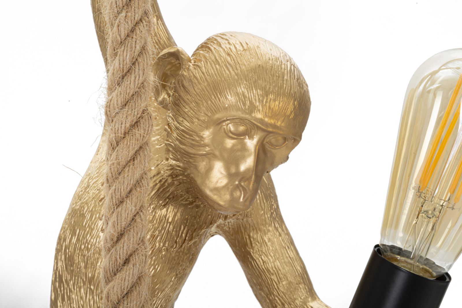Monkey Pendant Lamp Gold 145 cm – Resin monkey lamp with cord and E27 socket