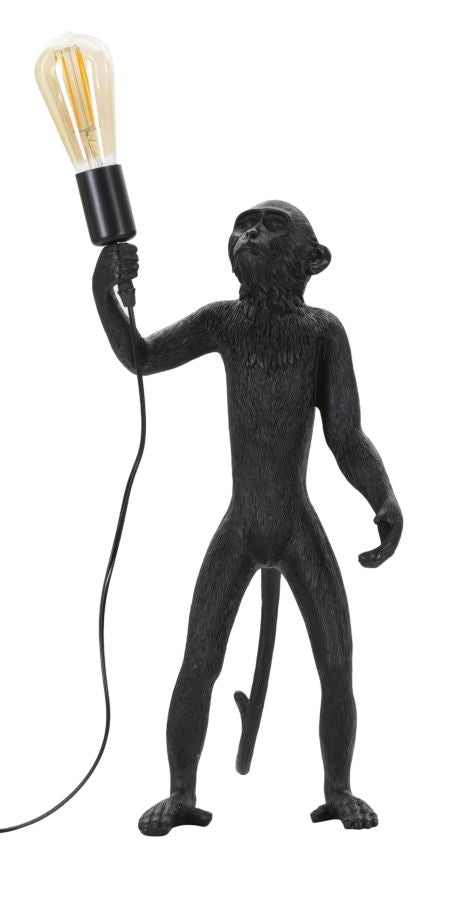 Tischlampe Monkey Schwarz Resin 55 cm Affenfigur Lampe