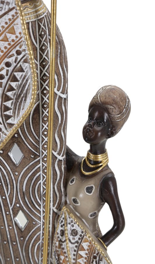 Masai Figur mit Kind 46 cm aus Harz – Moderne Dekoration