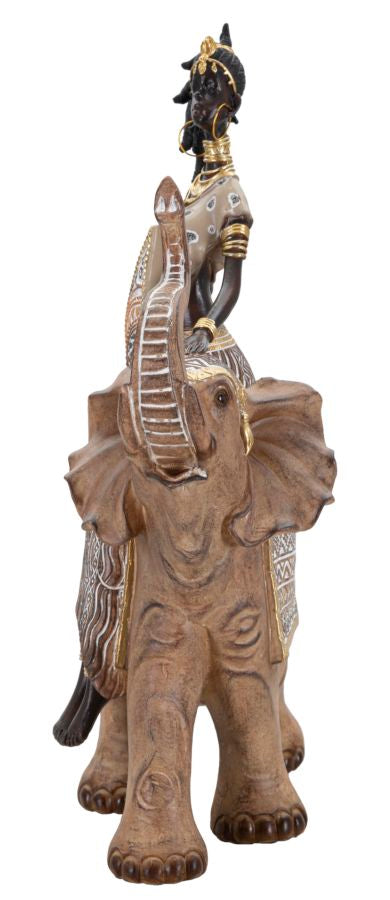 Masai Figur mit Elefant 32,5 cm aus Harz – Moderne Dekoration