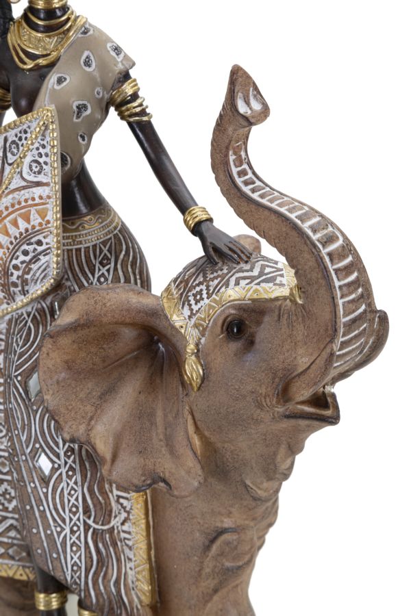 Masai Figur mit Elefant 32,5 cm aus Harz – Moderne Dekoration