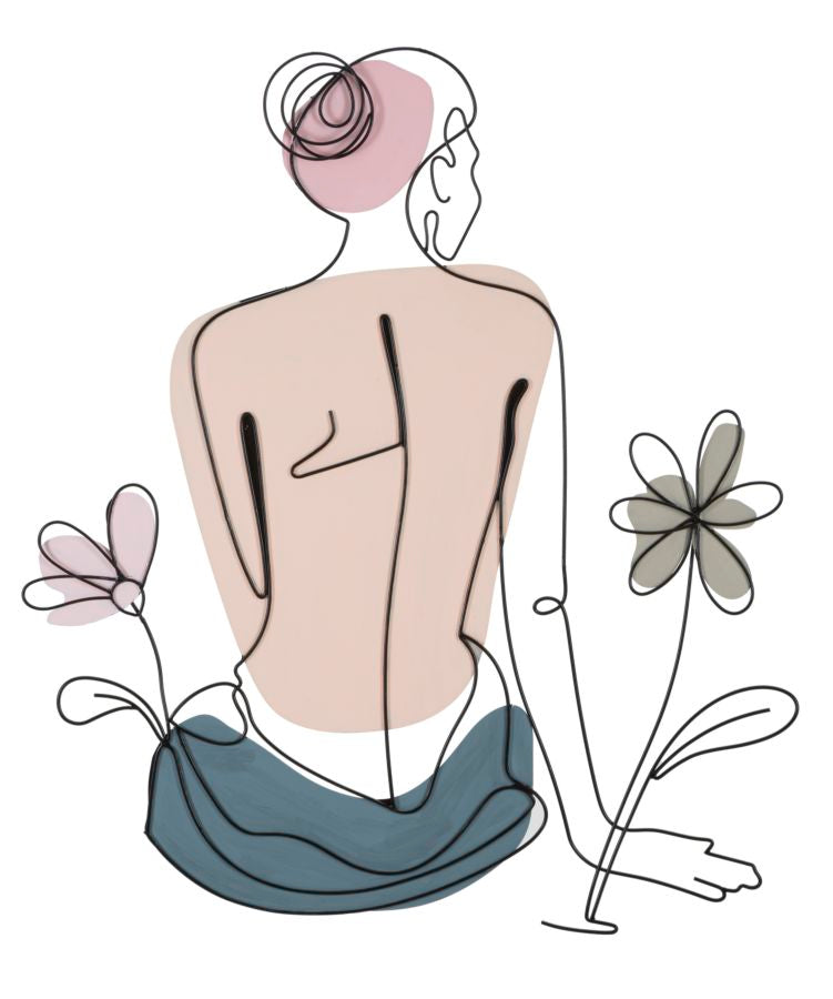 Wanddekoration Lady Flower Frau mit Blumen 80 x 90 cm