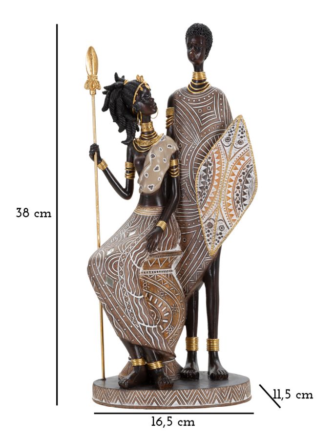 Masai Figuren Familie 38 cm aus Harz – Moderne Dekoration