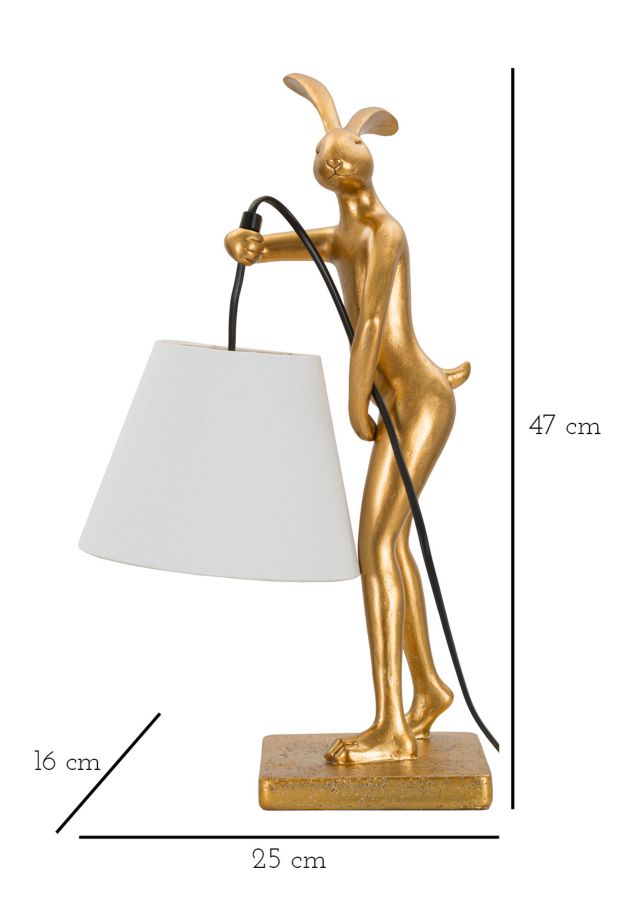 Rabbit Stand Tischlampe Hase Figur Resin Stoff 47cm Glam