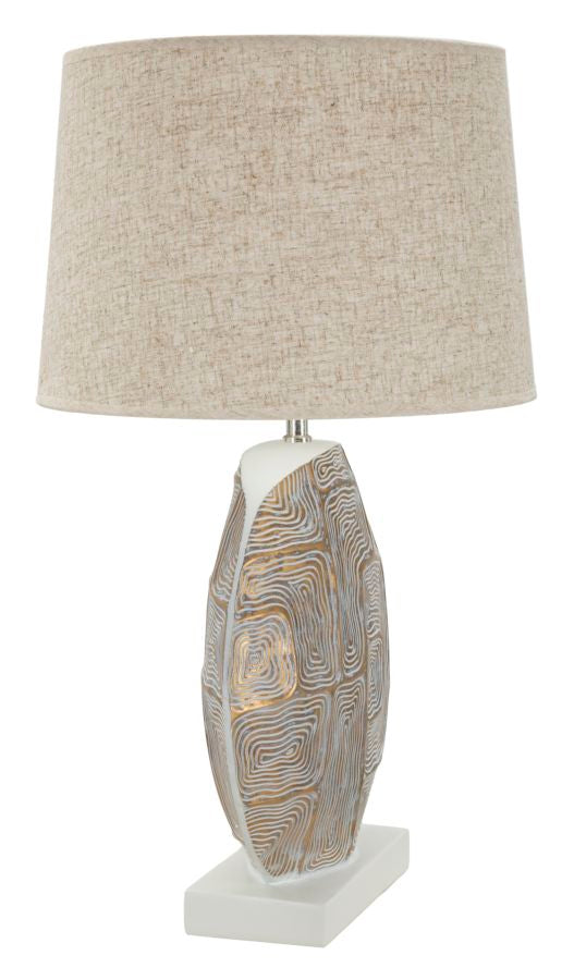 Tischleuchte Eclips rund Beige Grau Gold 64 cm