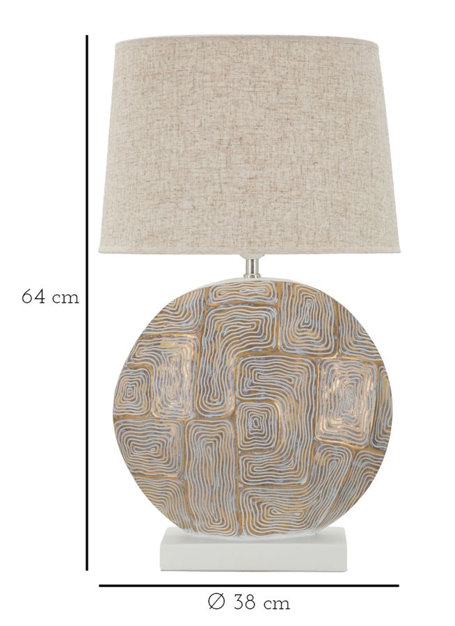 Eclips Tischlampe Rund 64 cm mit Stoffschirm – Glamour Wohnaccessoire