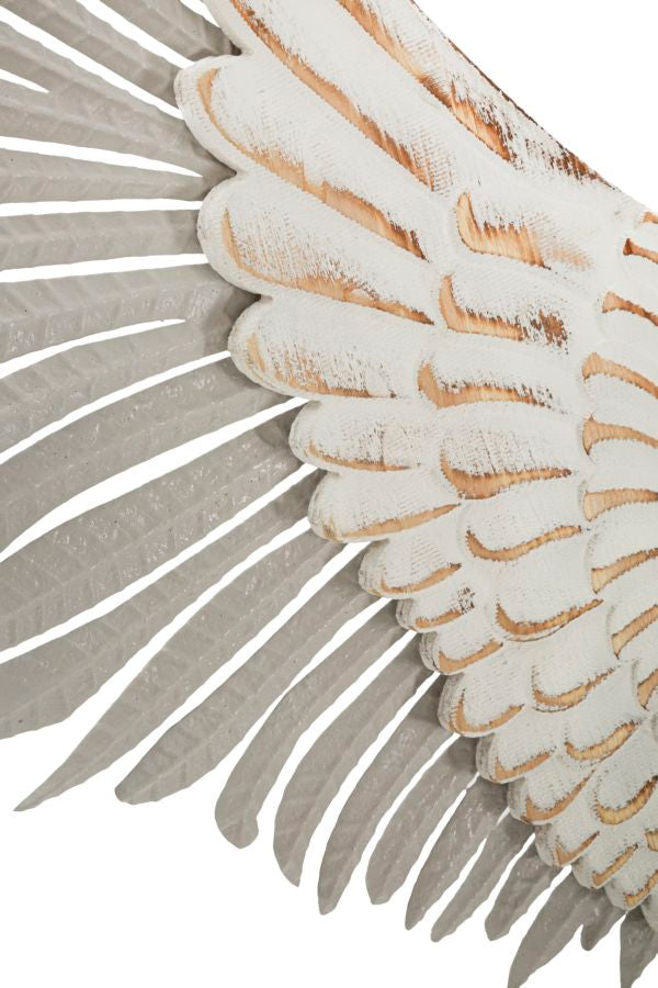 Wanddekoration Flügel Paar Federoptik Natural Metall MDF