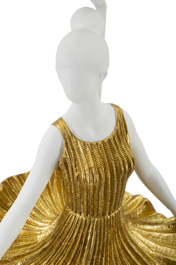 Ballerina Tischlampe Gold 90,5 cm mit Stoffschirm – Glamour Wohnaccessoire
