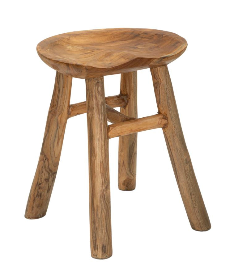 Hocker Sel Slim Teak Holz Boho Chic Handgefertigt Natur