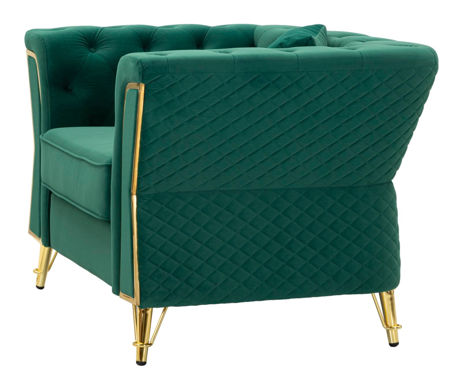 Sessel Emy Verde 104 cm Samt mit Goldgestell und Kissen