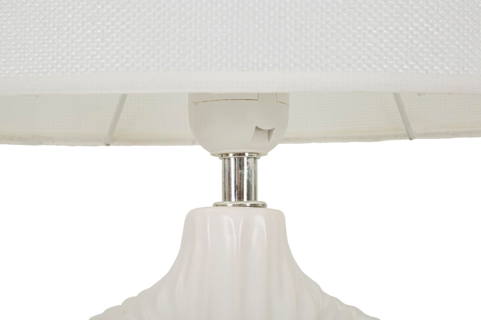 Seta Bianca Tischlampe Keramik Stoff Weiß 43cm Glam Design