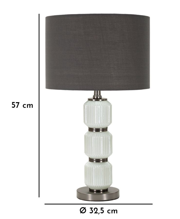 Bright Three Tischlampe Glas Metall Samt Ø32x57cm Glam