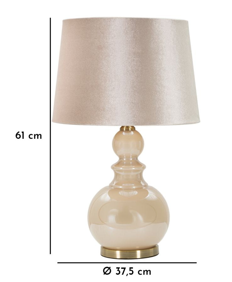 Perly Tower Tischlampe Glas Metall Samt Ø37x61cm Glam