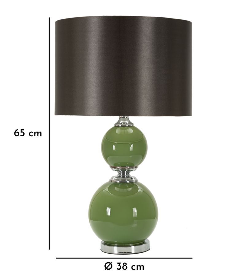 Eva Two Tischlampe Glas Metall Grün Ø38x65cm Glam Design