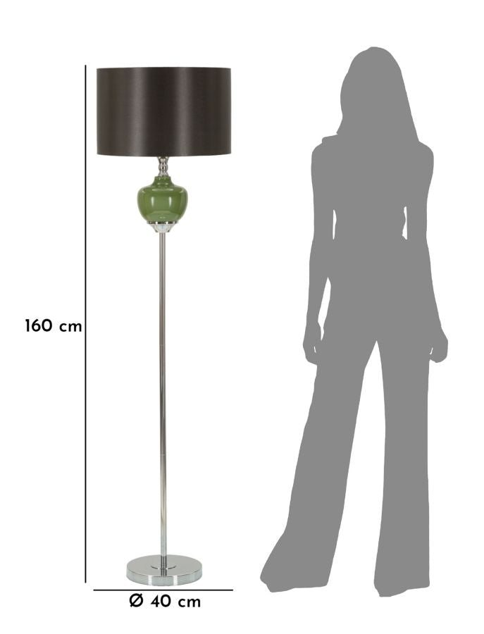 Eva One Stehlampe Glas Metall Samt Ø40x160cm Glam Design