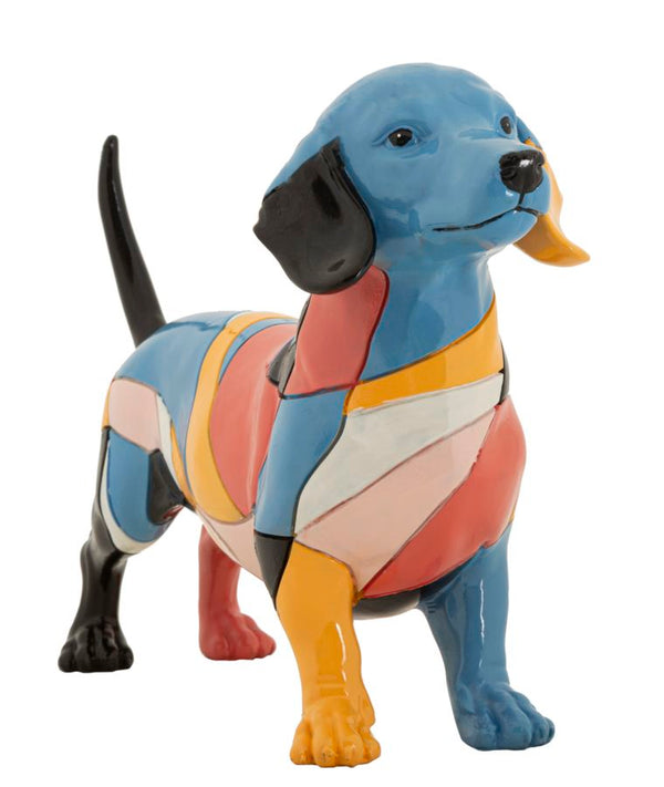 Dekofigur Dackel Pablo – Buntes Kunstwerk aus Italien 32,5cm