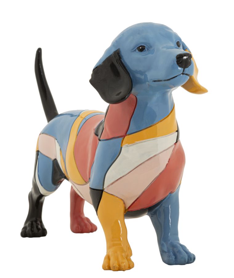 Dekofigur Dackel Pablo – Buntes Kunstwerk aus Italien 32,5cm