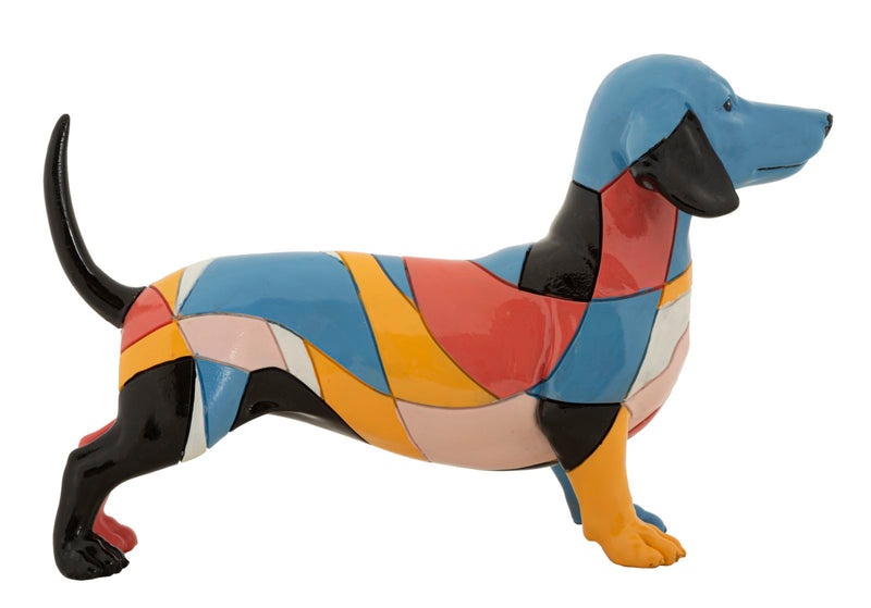 Dekofigur Dackel Pablo – Buntes Kunstwerk aus Italien 32,5cm